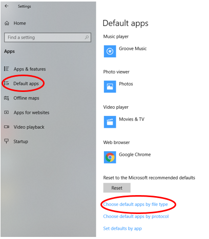 Choose default applications