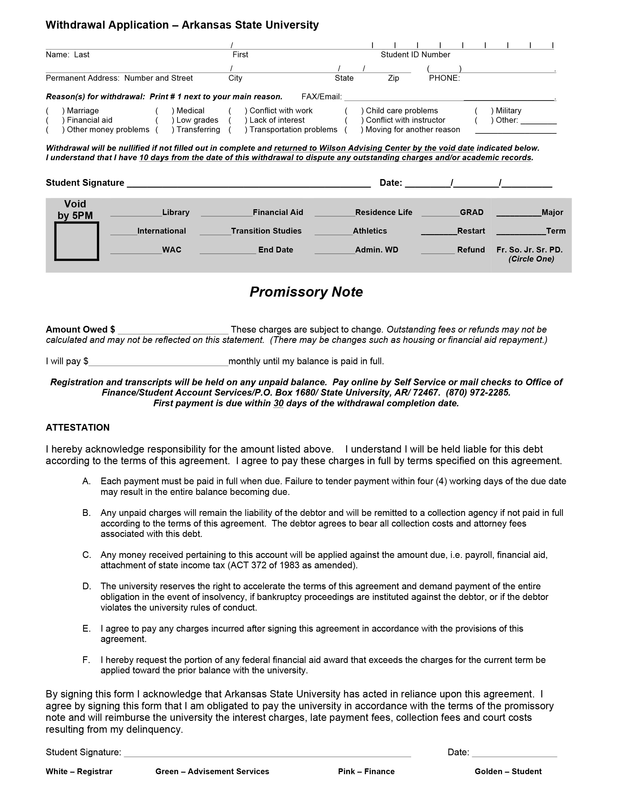 Withdrawal form