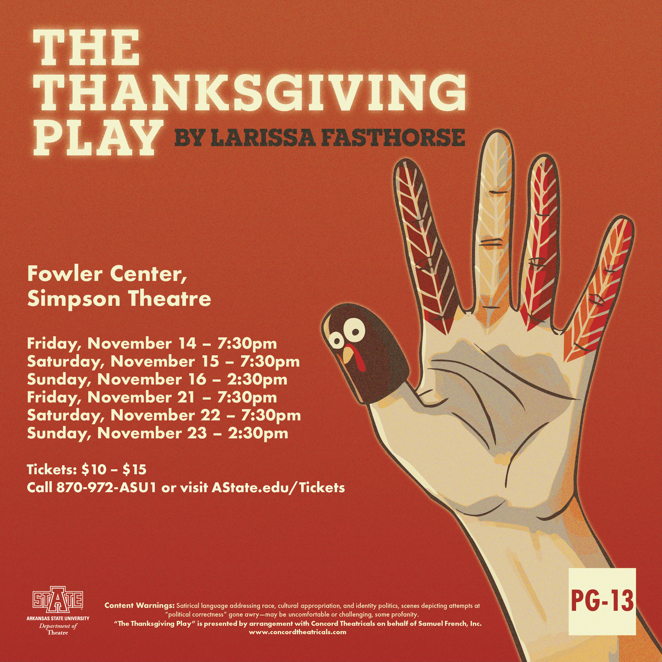 image depicting a hand that has a turkey face on the thumb and fingers painted like feathers, along with