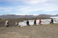 Students taking photos of the landscape