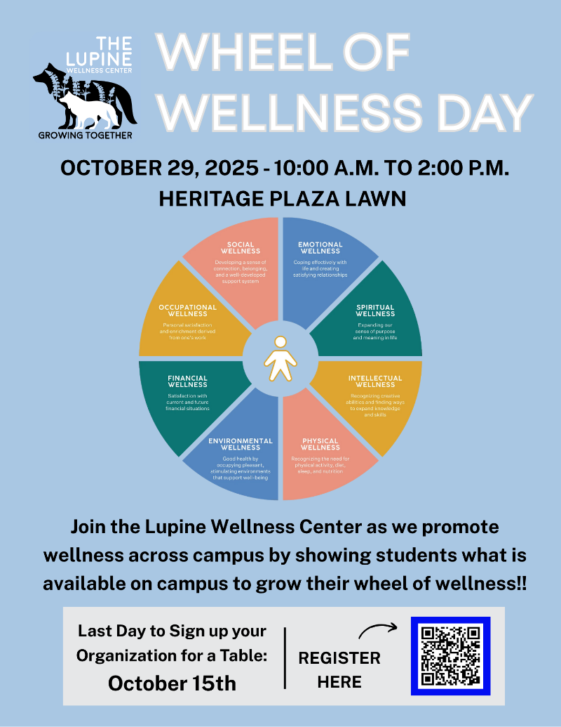 The Lupine Wellness center to Host Wheel of Wellness Day on October 29 from 10:00 a.m. to 2:00 p.m. on the Heritage Plaza lawn