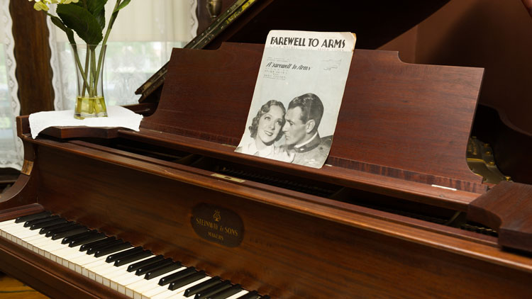 Sheet music on a piano at Heminway-Pfeiffer museum