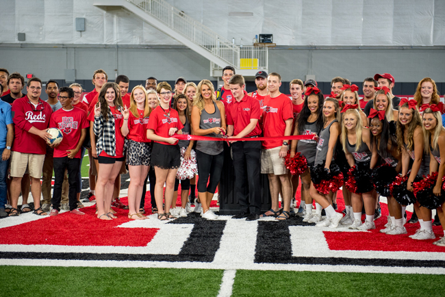 Students cutting the ribbon at the Student Activity Center