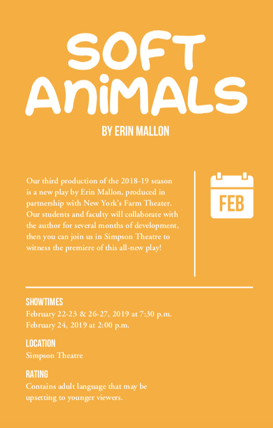 Theatre Announces Cast and Crew for 'Soft Animals'